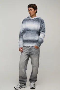 boohooMAN Sweat À Casynthétiqueche Décontracté En Maille Duveteuse Effet Ombré<Homme Sweats À Capuche Et Sweatshirts|Sweats À Capuche Et Sweats