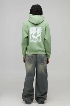 boohooMAN Sweat à Casynthétiqueche Délavé à Imprimé Floral Japonais Coupe Décontractée<Homme Sweats À Capuche Et Sweatshirts|Sweats À Capuche Et Sweats