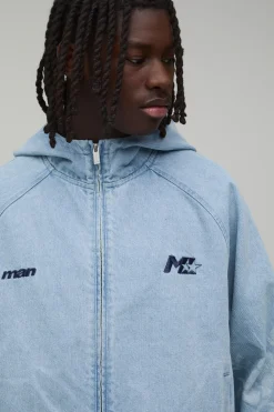 Sweat À Casynthétiqueche En Denim Brodé Motifs Floraux Football