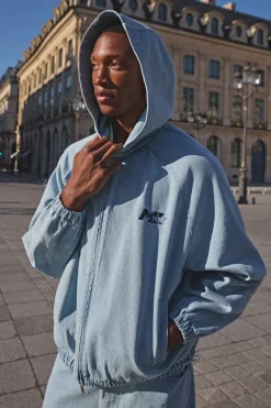 Sweat À Casynthétiqueche En Denim Brodé Motifs Floraux Football