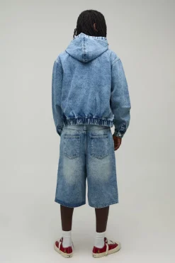 Sweat À Casynthétiqueche En Denim Oversize Avec Écusson Moto
