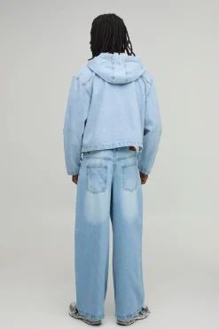 Sweat À Casynthétiqueche En Denim Oversize Boxy Avec Fermeture Éclair Essential