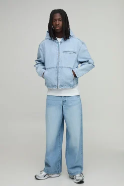 Sweat À Casynthétiqueche En Denim Oversize Boxy Avec Fermeture Éclair Essential