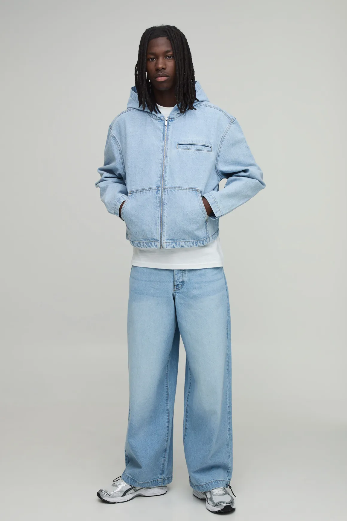 Sweat À Casynthétiqueche En Denim Oversize Boxy Avec Fermeture Éclair Essential