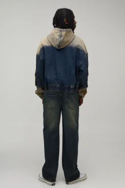 Sweat À Casynthétiqueche En Denim Coupe Ballon Ample Oversize
