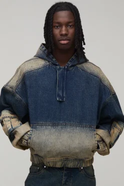 Sweat À Casynthétiqueche En Denim Coupe Ballon Ample Oversize