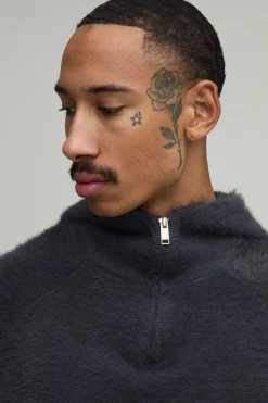 Sweat À Casynthétiqueche En Maille Duveteuse Extrême Coupe Décontractée Raglan