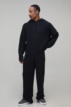 boohooMAN Sweat À Casynthétiqueche En Maille Côtelée Mélange Laine Coupe Ample Décontractée<Homme Maille|Ensembles