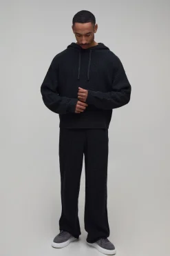 boohooMAN Sweat À Casynthétiqueche En Maille Côtelée Mélange Laine Coupe Ample Décontractée<Homme Maille|Ensembles