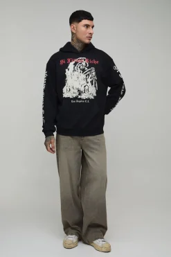 Sweat À Casynthétiqueche Gothique Oversize Délavé Imprimé Tall