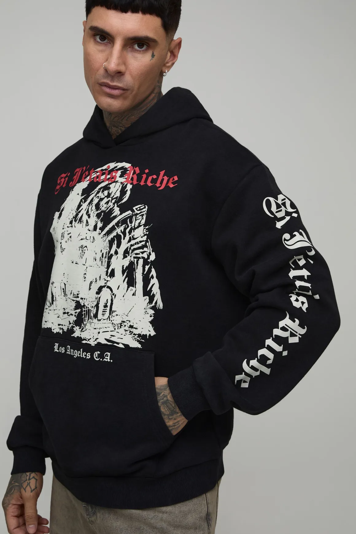 Sweat À Casynthétiqueche Gothique Oversize Délavé Imprimé Tall