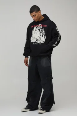Sweat à Casynthétiqueche Gothique Délavé Imprimé Oversize