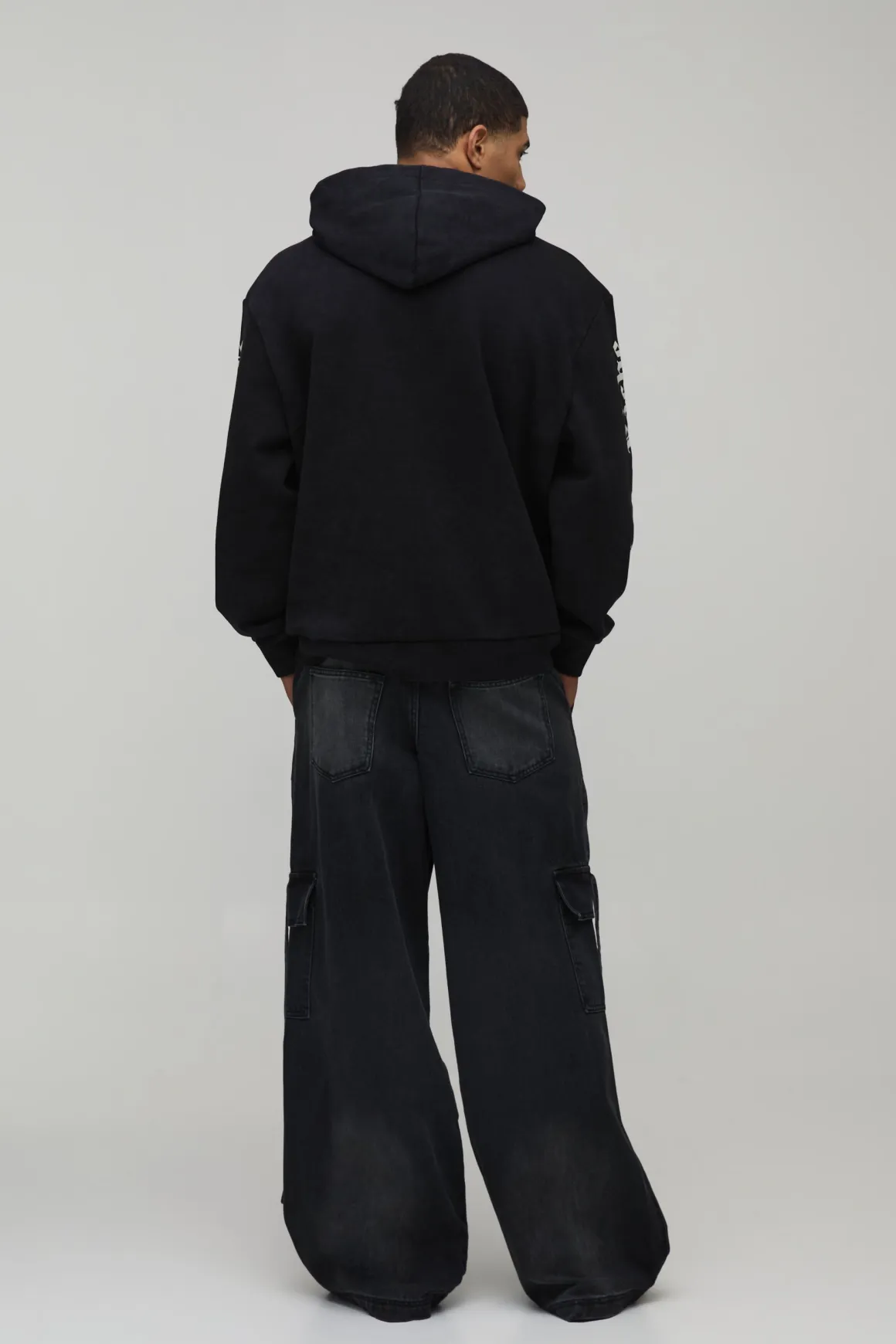 Sweat à Casynthétiqueche Gothique Délavé Imprimé Oversize