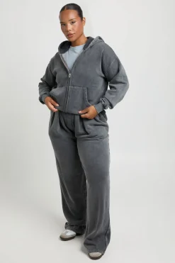 Sweat À Casynthétiqueche Grande Taille Lavé Avec Zip Et Ourlet Profond