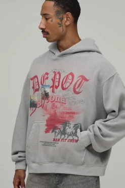 Sweat À Casynthétiqueche Graphique Western Délavé Coupe Ample Oversize Depot