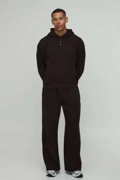 Sweat À Casynthétiqueche Henley Oversize Ample Et Jogger Large