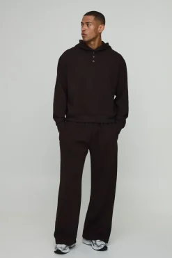Sweat À Casynthétiqueche Henley Oversize Ample Et Jogger Large