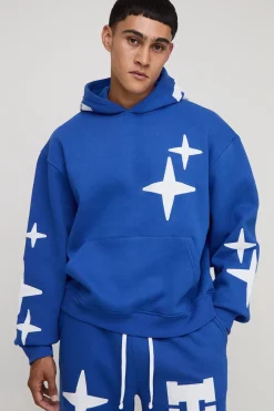Sweat à Casynthétiqueche Homme Oversize Boxy avec Applique Étoile