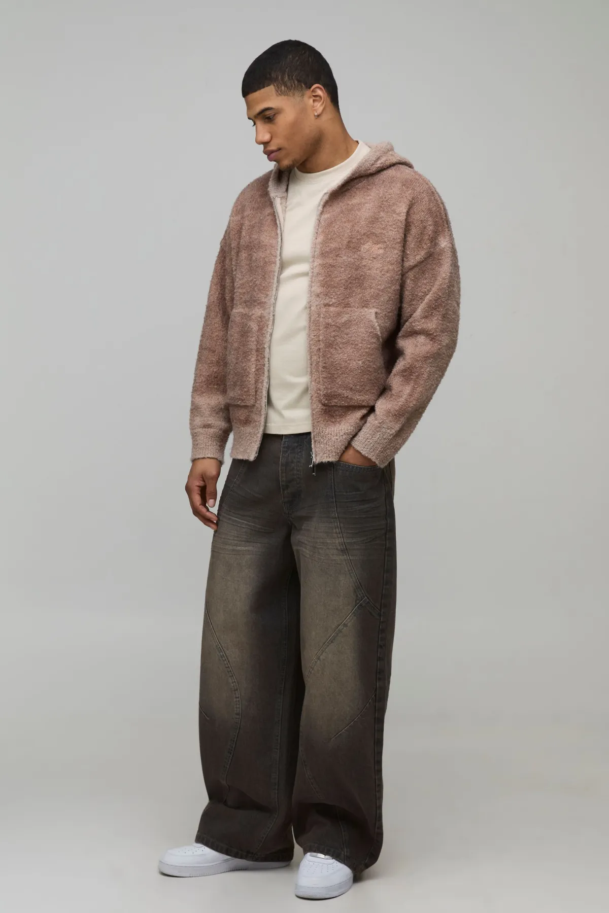boohooMAN Sweat À Casynthétiqueche Homme En Maille Bouclée Ombré Coupe Ample Décontractée<Homme Sweats À Capuche Et Sweatshirts|Sweats À Capuche Et Sweats