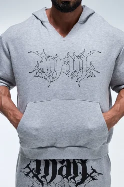 Sweat À Casynthétiqueche Homme Actif Coupe Boxy Manches Courtes Col En V