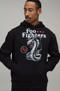 Sweat À Casynthétiqueche Imprimé Synthétique Foo Fighters Licence Officielle Coupe Oversize