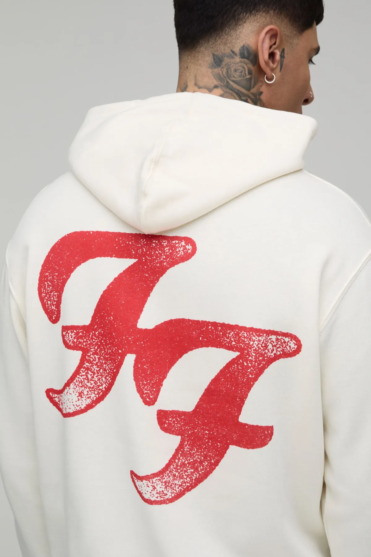 boohooMAN Sweat À Casynthétiqueche Imprimé Sous Licence Foo Fighters Oversize Tall<Homme Tout Afficher|Sweats À Capuche Tall