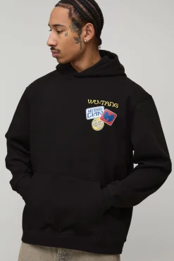 boohooMAN Sweat à casynthétiqueche imprimé Wu-Tang License oversize<Homme Sweats À Capuche Et Sweatshirts|Sweats À Capuche Grande Taille
