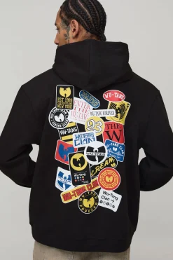 boohooMAN Sweat à casynthétiqueche imprimé Wu-Tang License oversize<Homme Sweats À Capuche Et Sweatshirts|Sweats À Capuche Grande Taille