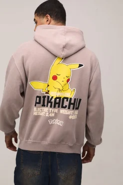Sweat À Casynthétiqueche Imprimé Délavé Licence Pokémon Pikachu Oversize