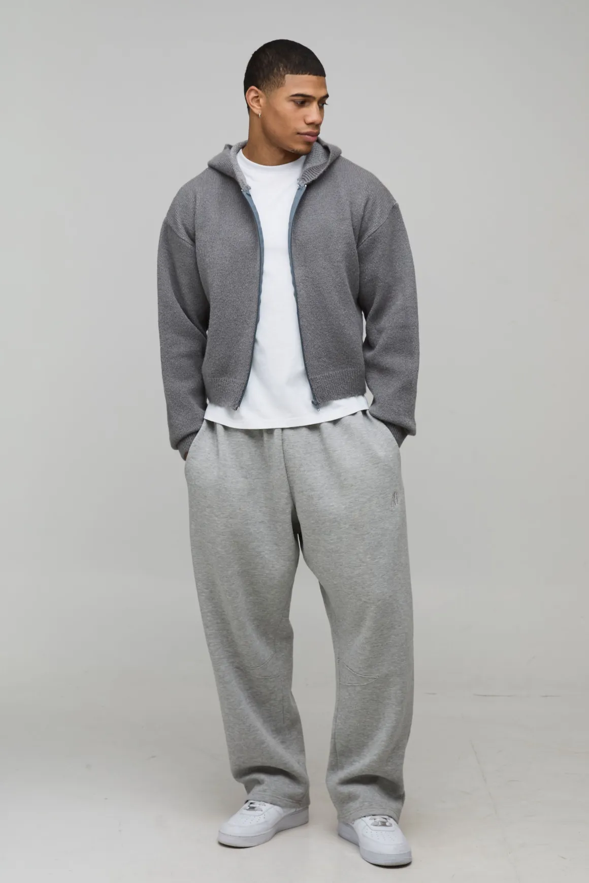 Sweat à Casynthétiqueche Jacquard Tricoté Boxy avec Zip et Finition Brossée
