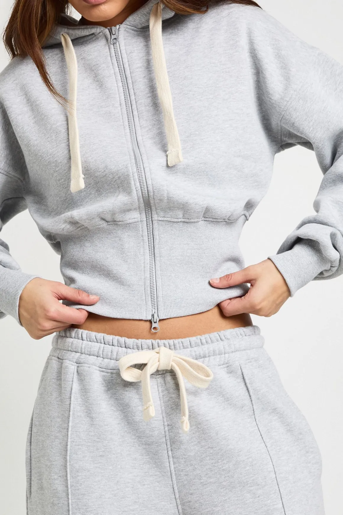 Sweat à Casynthétiqueche Manches Ballon Double Zip avec Cordon Contrastant