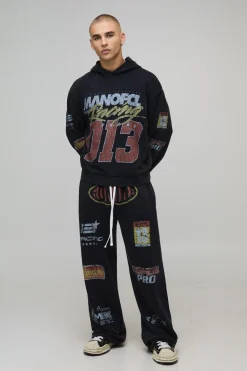 Sweat à Casynthétiqueche Moto Oversize Délavé