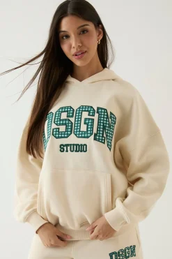 DSGN Studio Sweat À Casynthétiqueche Oversize Avec Appliqué Vichy<Femme Sweats À Capuche Et Sweatshirts|Dsgn Studio