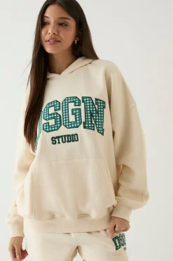 DSGN Studio Sweat À Casynthétiqueche Oversize Avec Appliqué Vichy<Femme Sweats À Capuche Et Sweatshirts|Dsgn Studio