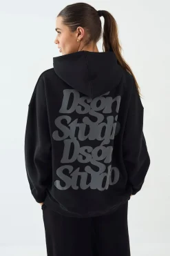DSGN Studio Sweat à Casynthétiqueche Oversize avec Slogan en Relief<Femme Sweats À Capuche Et Sweats|Dsgn Studio