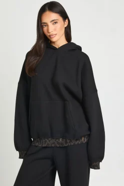 boohoo Sweat À Casynthétiqueche Oversize Avec Casynthétiqueche Et Bords Côtelés Imprimé Léopard<Femme Sweats À Capuche Et Sweatshirts|Athleisure