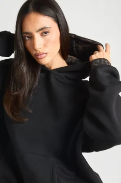 boohoo Sweat À Casynthétiqueche Oversize Avec Casynthétiqueche Et Bords Côtelés Imprimé Léopard<Femme Sweats À Capuche Et Sweatshirts|Athleisure