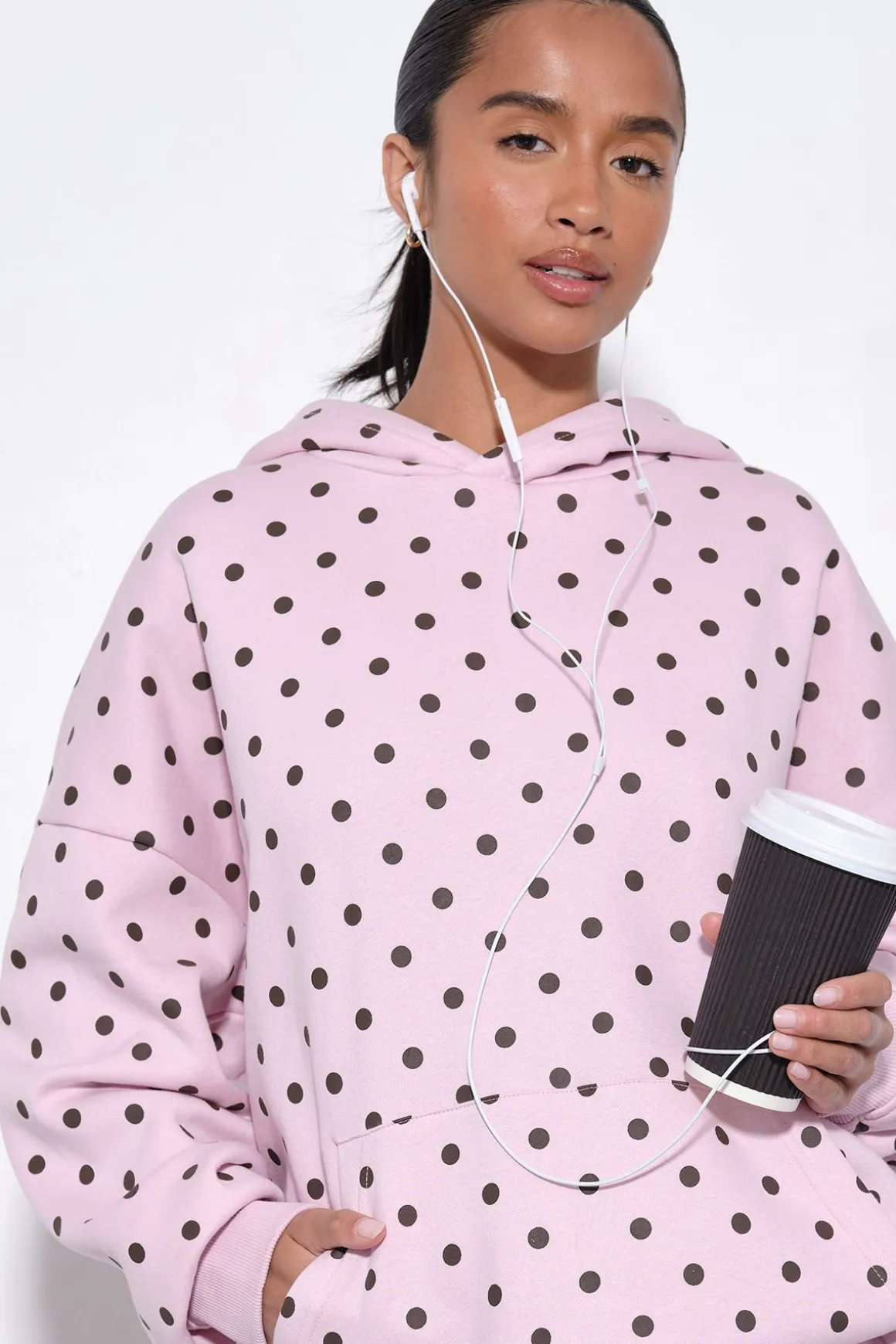 Sweat À Casynthétiqueche Oversize À Pois