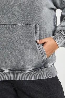 Sweat à Casynthétiqueche Oversize Délavé à l'Acide Grande Taille