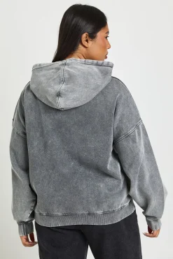 Sweat à Casynthétiqueche Oversize Délavé à l'Acide Grande Taille