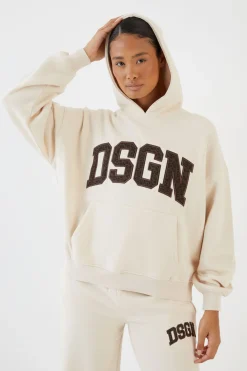 DSGN Studio Sweat À Casynthétiqueche Oversize Avec Appliqué<Femme Tons Neutres|Sweats À Capuche Et Sweatshirts