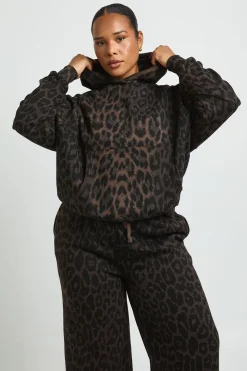 Sweat À Casynthétiqueche Oversize Imprimé Léopard Grande Taille