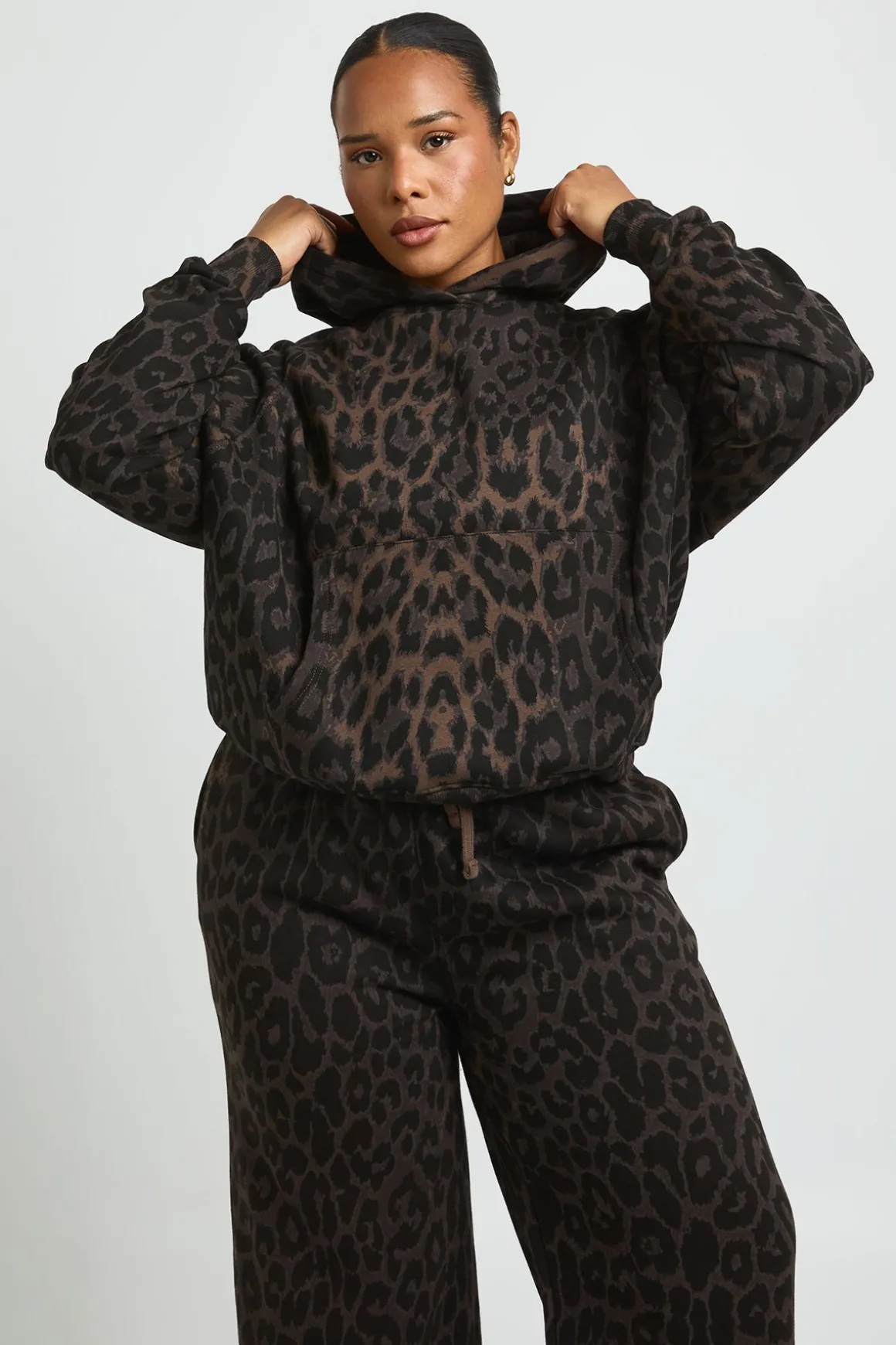 Sweat À Casynthétiqueche Oversize Imprimé Léopard Grande Taille