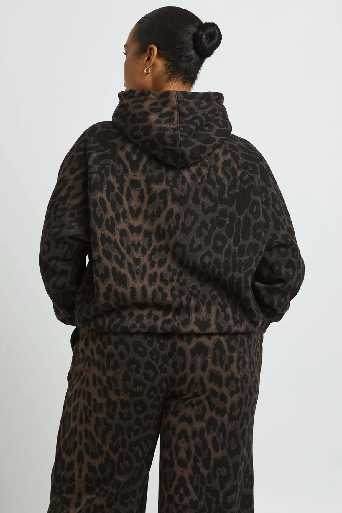 Sweat À Casynthétiqueche Oversize Imprimé Léopard Grande Taille