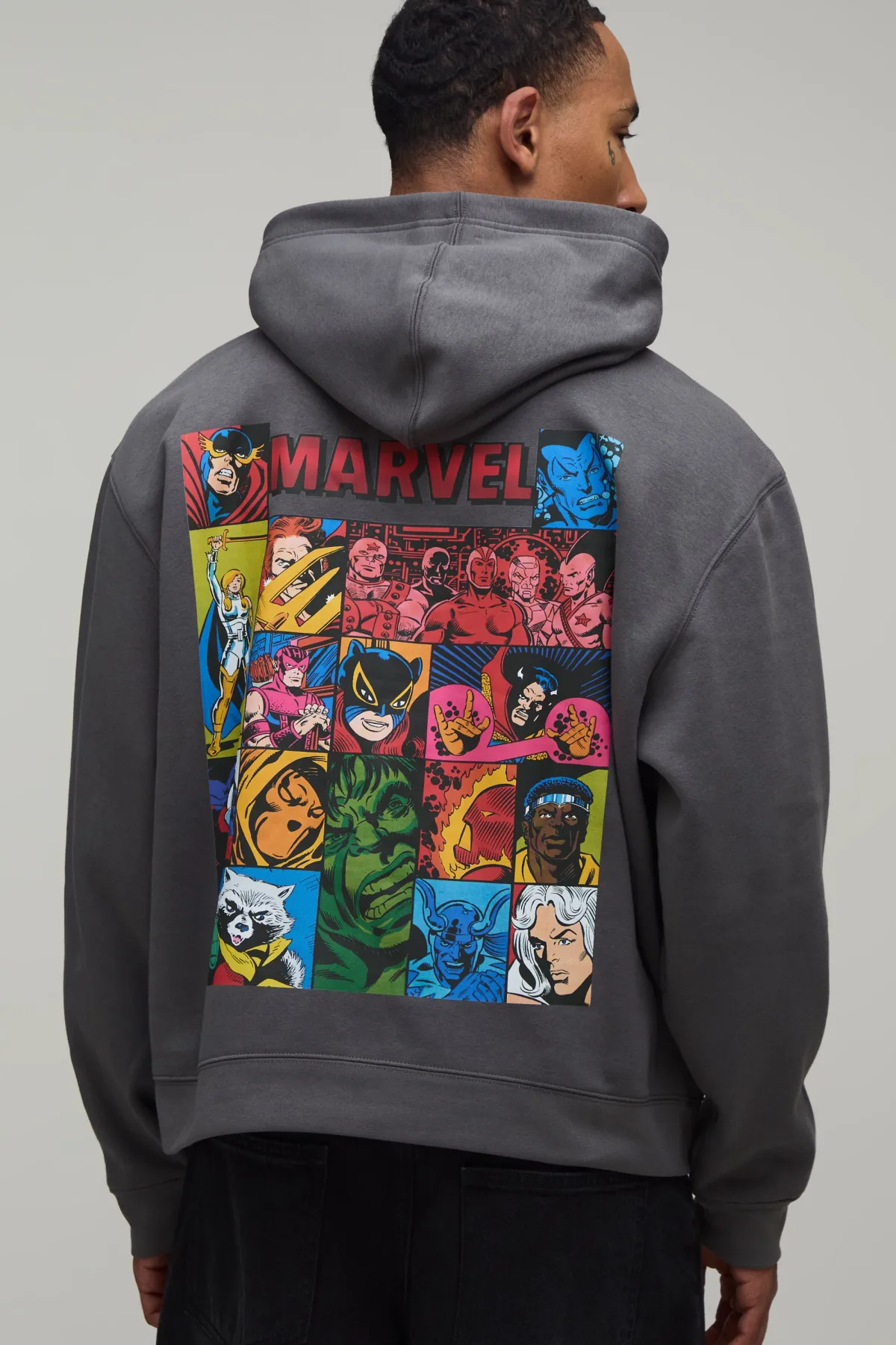boohooMAN Sweat À Casynthétiqueche Oversize Imprimé Licence Comics Marvel<Homme T-Shirts