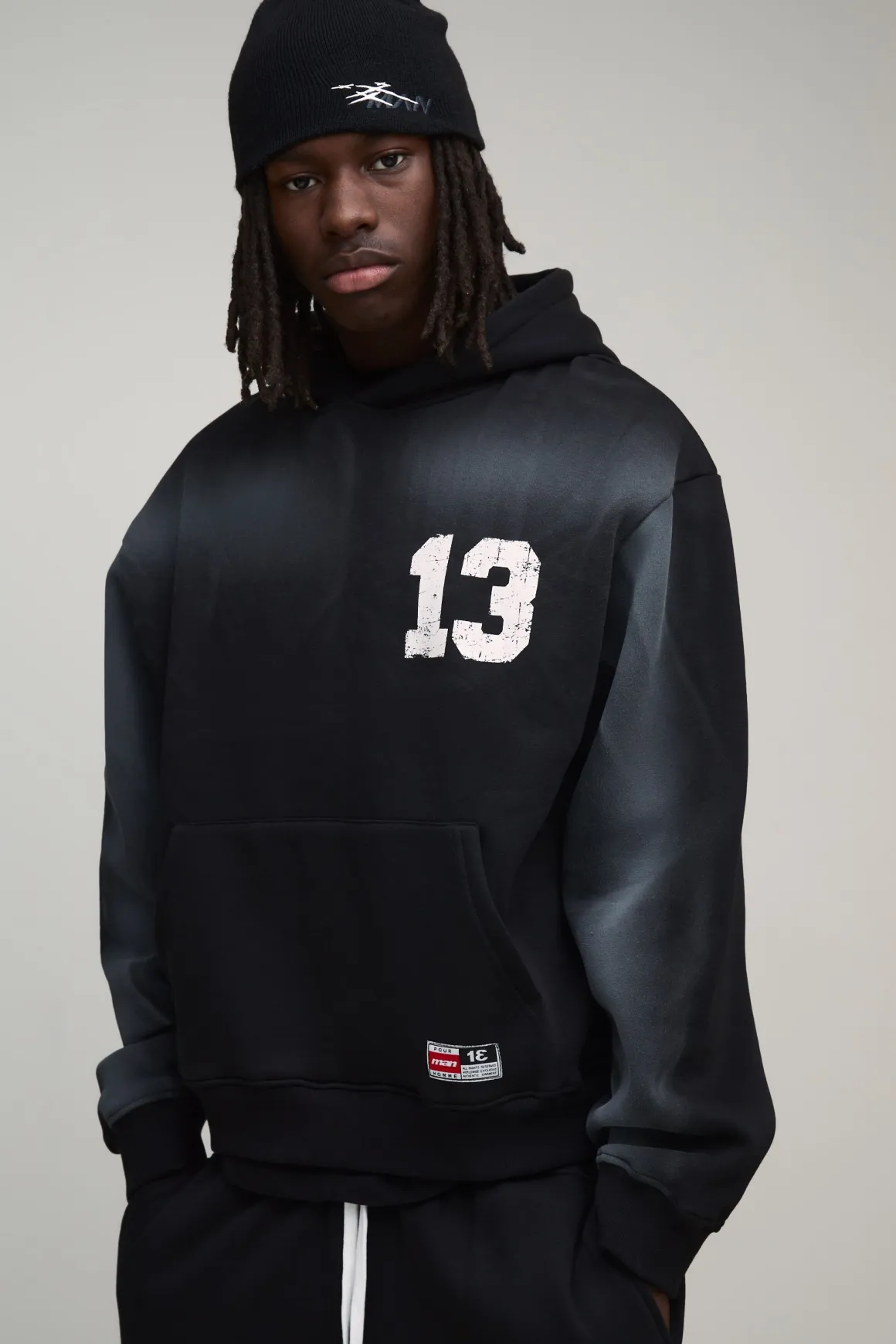 Sweat à Casynthétiqueche Oversize Boxy 13 Délavé Imprimé