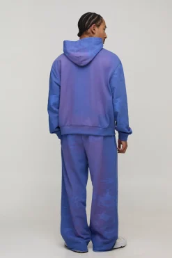 Sweat à Casynthétiqueche Oversize Boxy en Molleton Délavé avec Imprimé Intégral