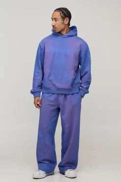 Sweat à Casynthétiqueche Oversize Boxy en Molleton Délavé avec Imprimé Intégral