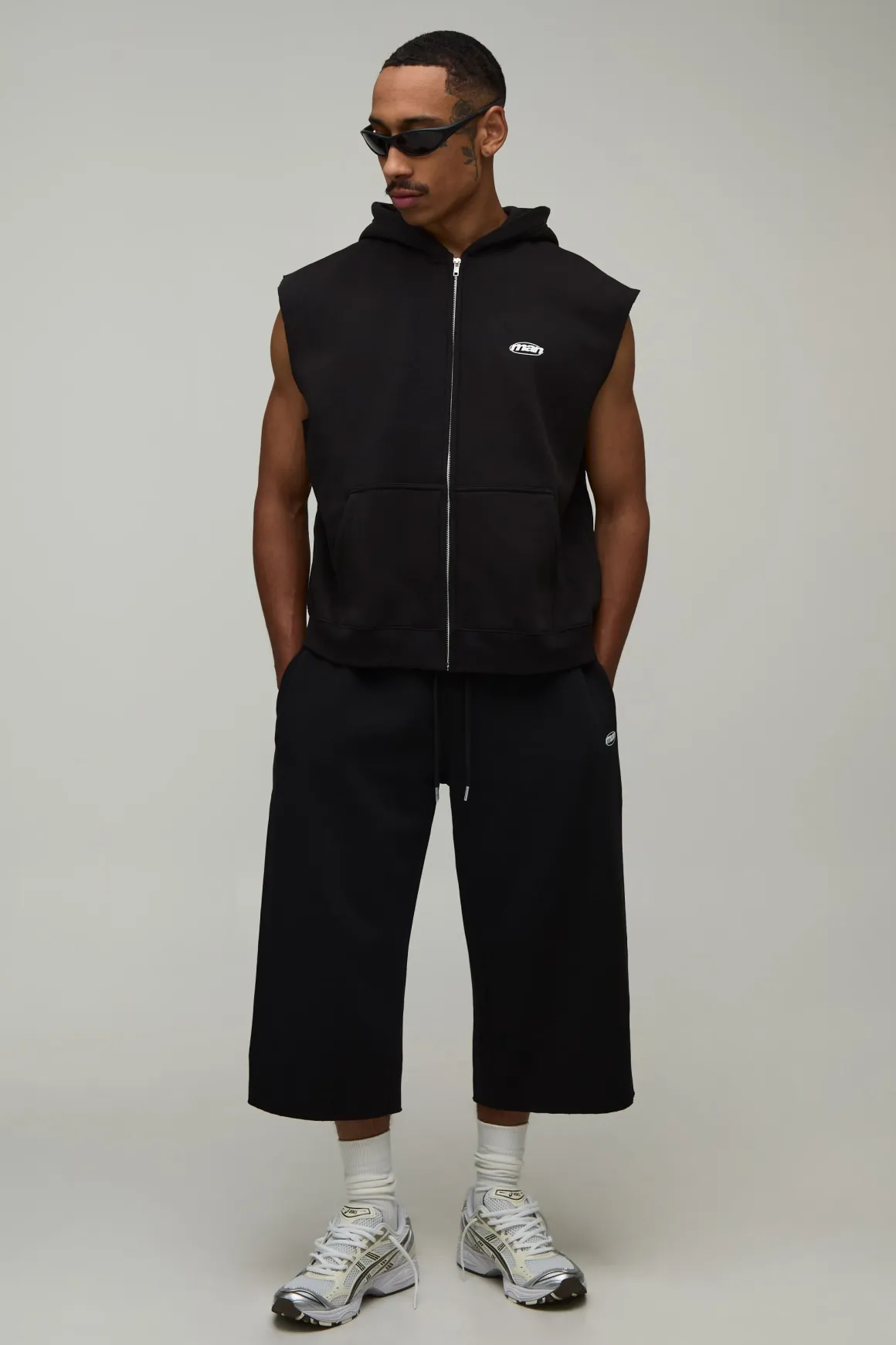 Sweat À Casynthétiqueche Oversize Sans Manches Avec Fermeture Éclair
