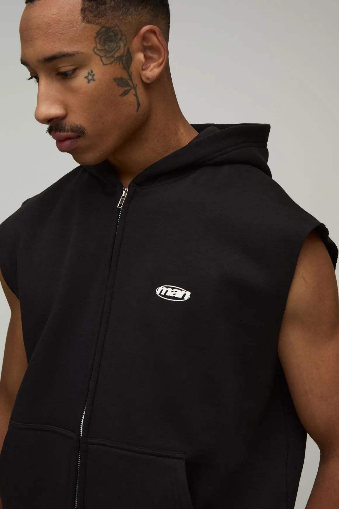 Sweat À Casynthétiqueche Oversize Sans Manches Avec Fermeture Éclair